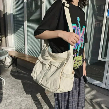 Shoulder Bag Canvas Spacious Interior Zippered Flap