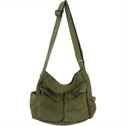Shoulder Bag Canvas Spacious Interior Zippered Flap