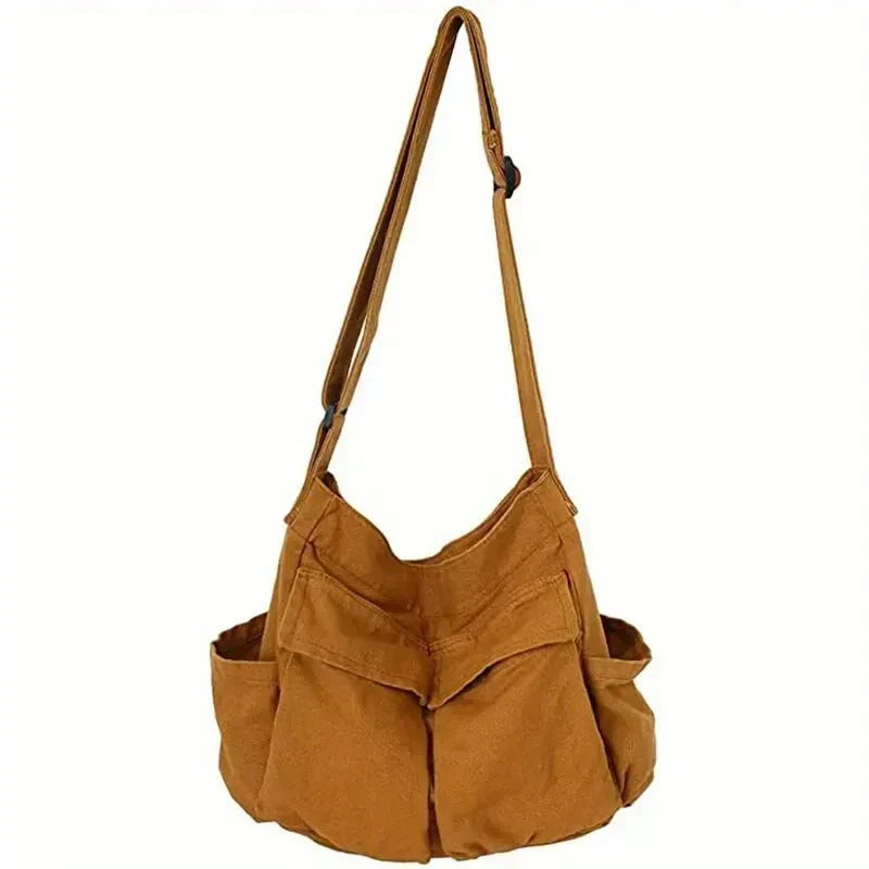 Shoulder Bag Canvas Spacious Interior Zippered Flap