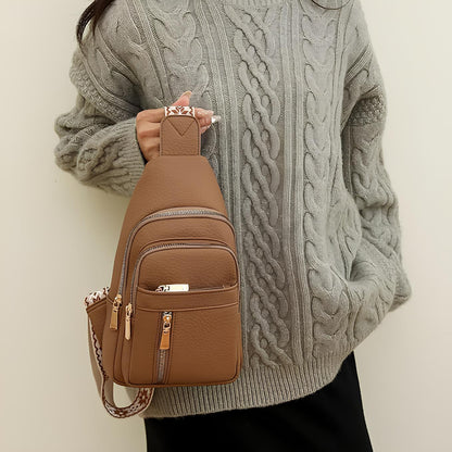 Shoulder Bag Multiple Zippered Compartments Adjustable Strap Lightweight