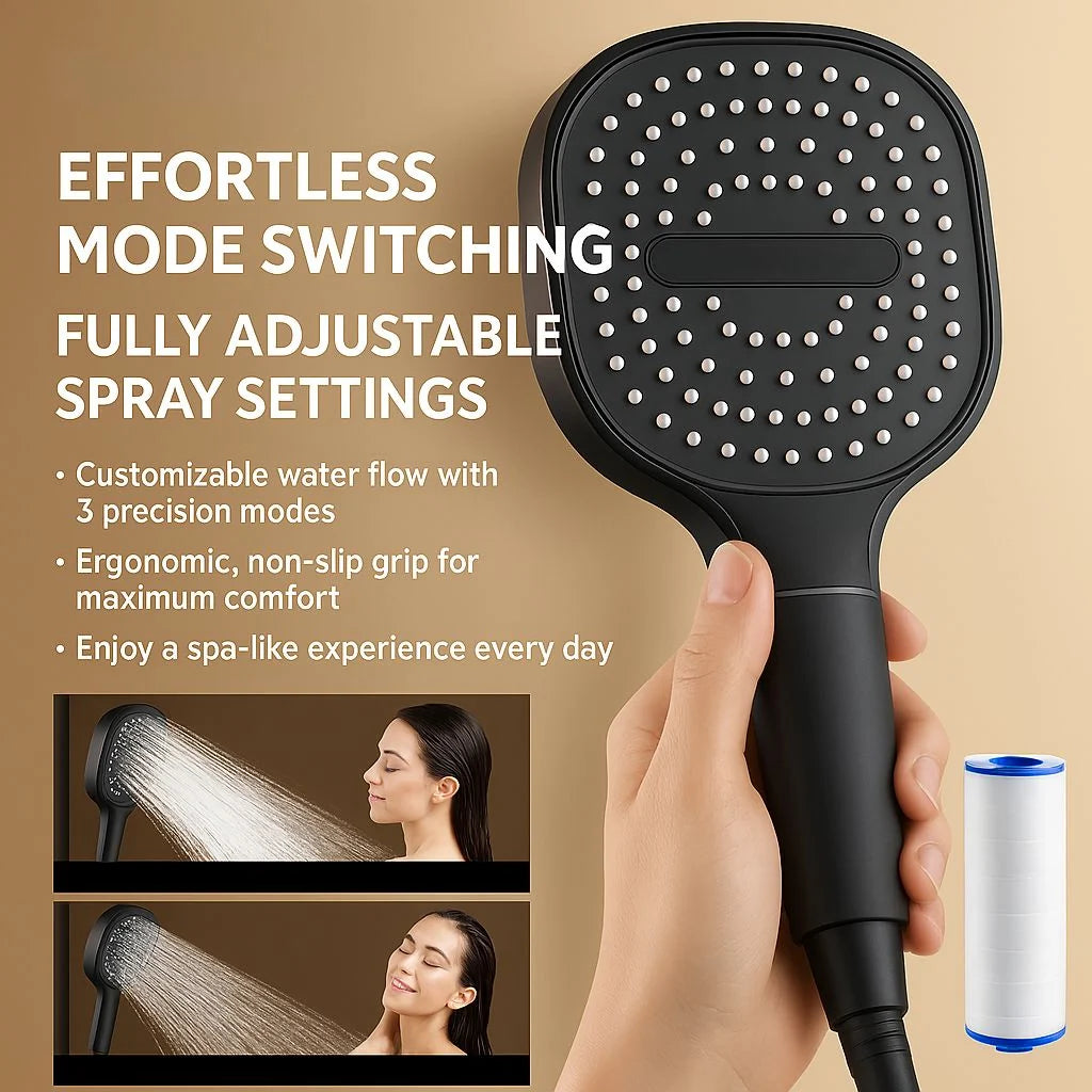 Shower Head Turbo Boost Built-In Filter Multiple Spray Modes