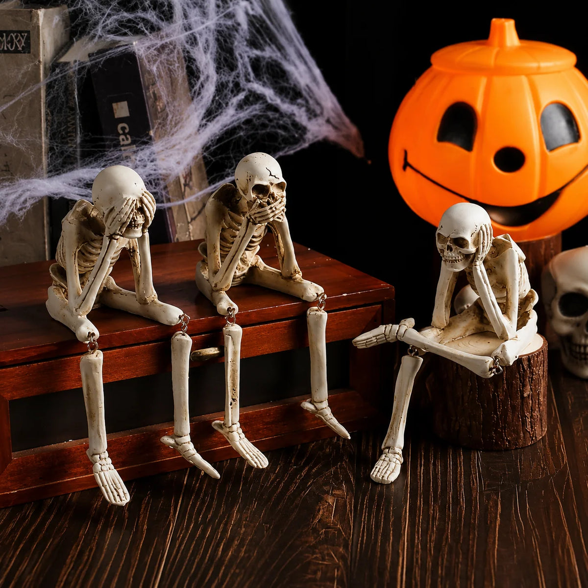 Skeleton Figurine Set Resin Three Wise Design Set of 3