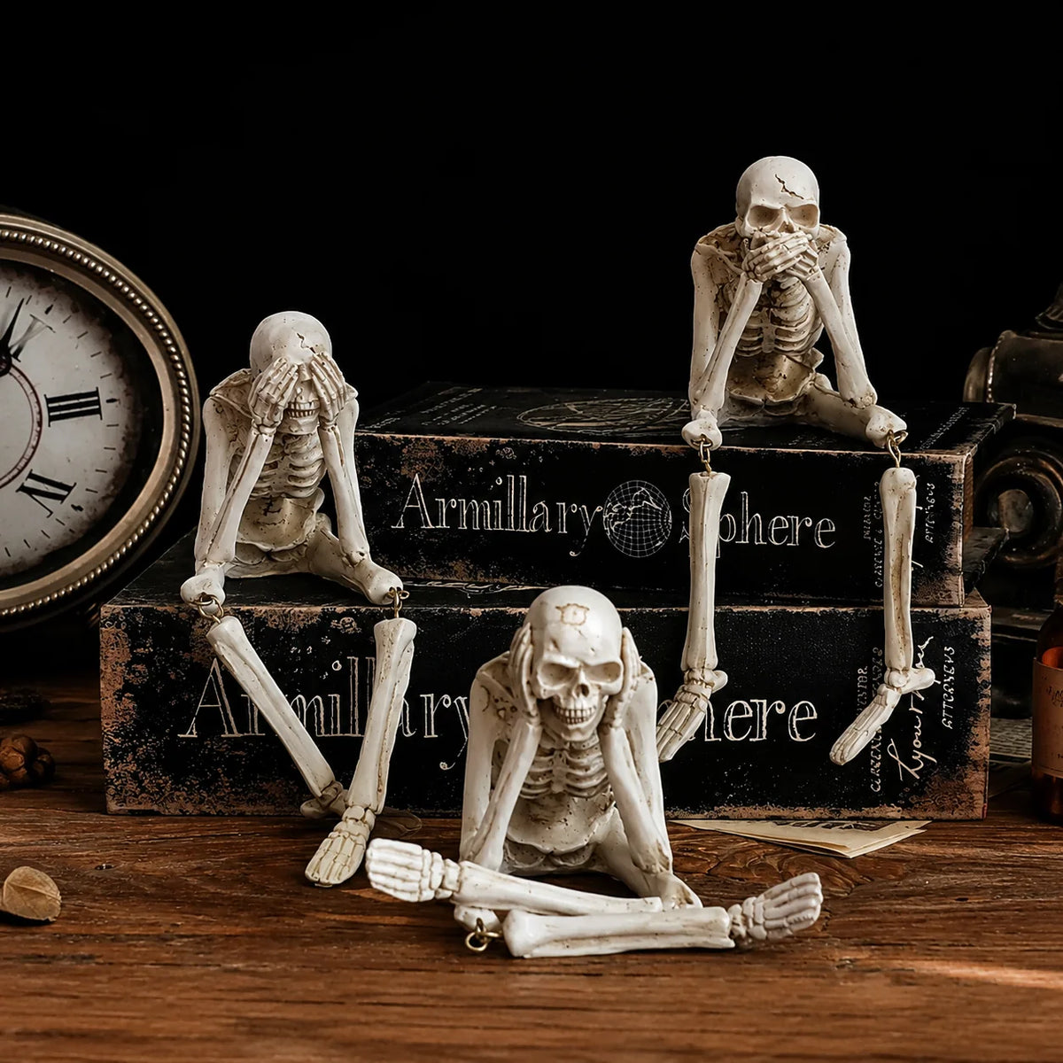 Skeleton Figurine Set Resin Three Wise Design Set of 3