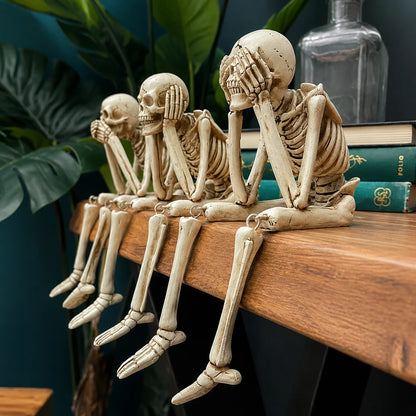 Skeleton Figurine Set Resin Three Wise Design Set of 3