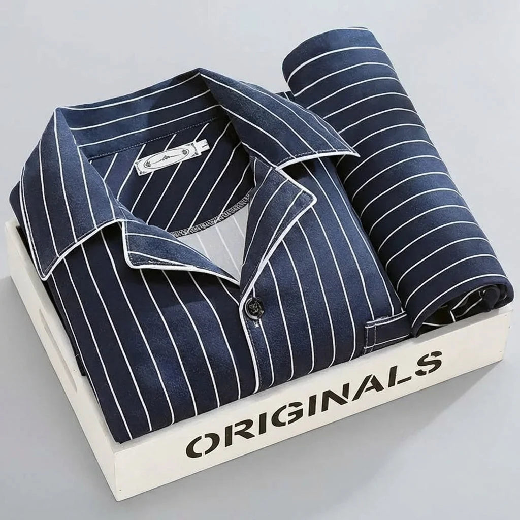 Sleepwear Set Button-Up Shirt & Trousers Soft Breathable