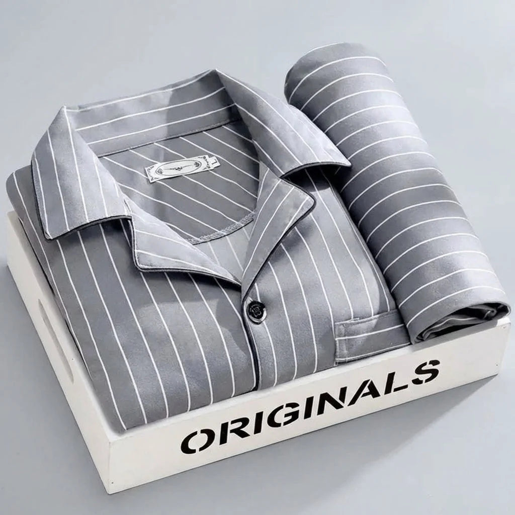 Sleepwear Set Button-Up Shirt & Trousers Soft Breathable