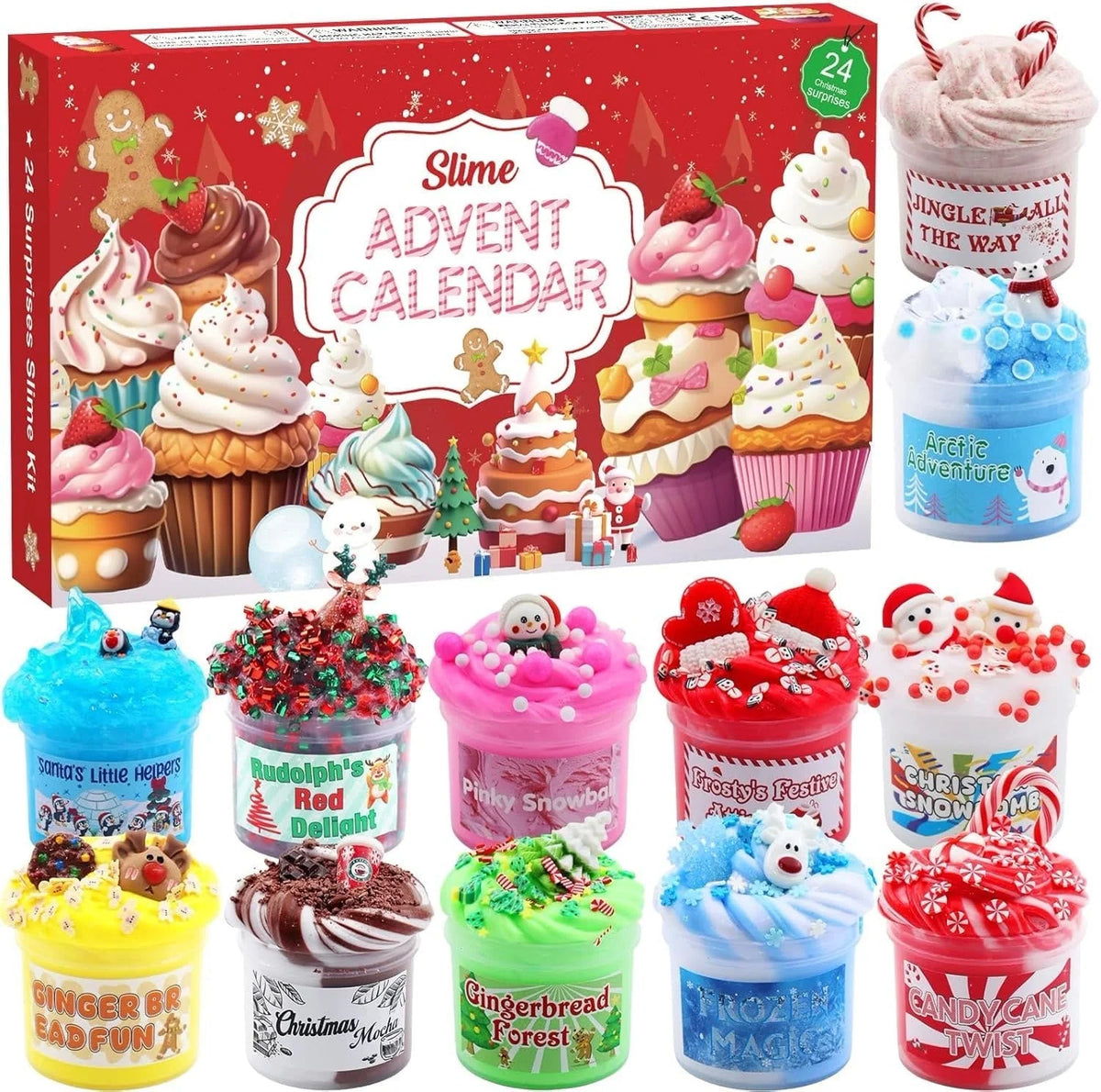 Slime Advent Calendar 24-Day Non-Sticky Slime & Charms