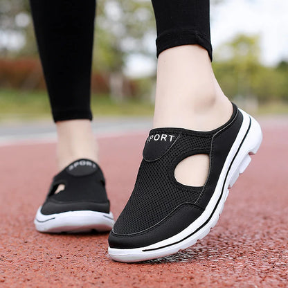 Slip-On Slippers Breathable Mesh Cork-Top Insole & Wide Fit