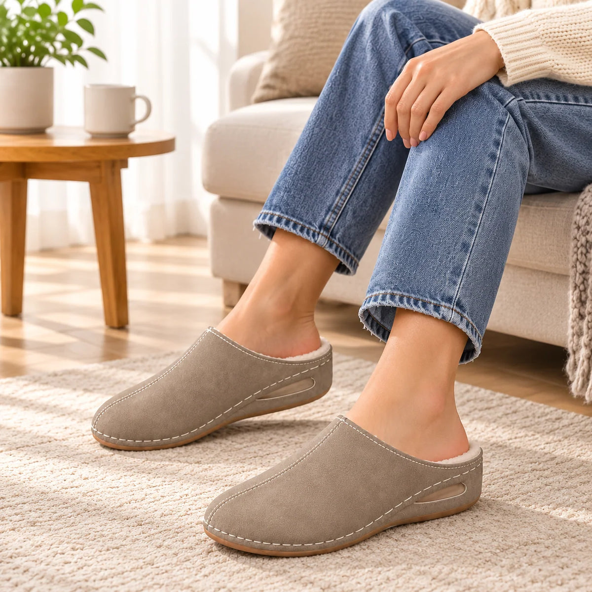 Slippers Orthopedic Arch Support Plush Lining Cushioned Sole