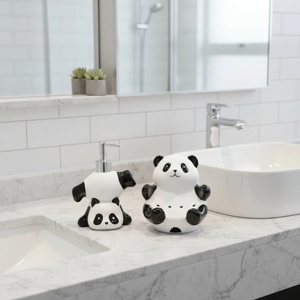 Soap Dispenser Ceramic Panda Design for Soap, Lotion & Sanitizer