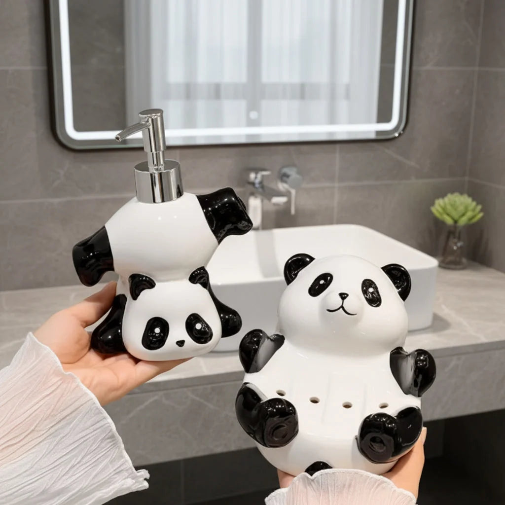 Soap Dispenser Ceramic Panda Design for Soap, Lotion & Sanitizer