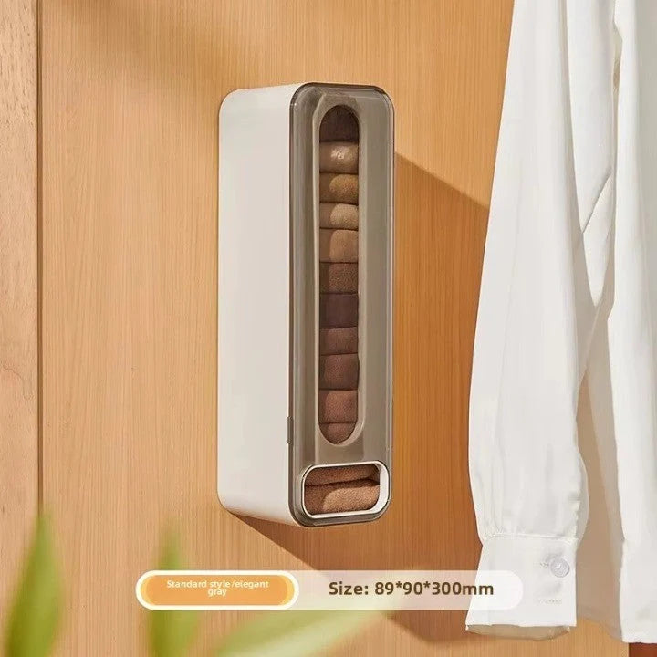 Sock Organizer Wall-Mounted Top-Loading Bottom-Dispensing