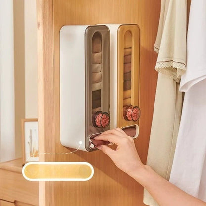 Sock Organizer Wall-Mounted Top-Loading Bottom-Dispensing