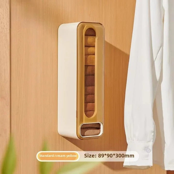 Sock Organizer Wall-Mounted Top-Loading Bottom-Dispensing