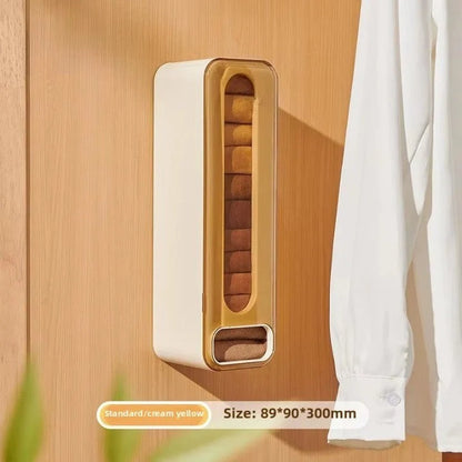 Sock Organizer Wall-Mounted Top-Loading Bottom-Dispensing