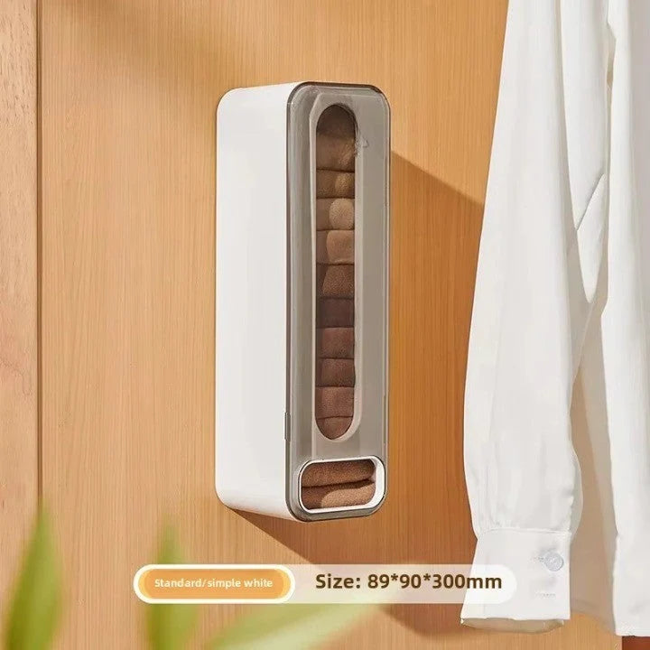 Sock Organizer Wall-Mounted Top-Loading Bottom-Dispensing