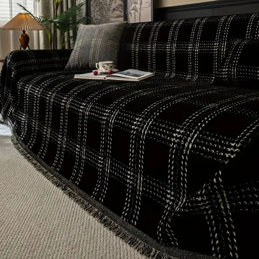 Sofa Cover Chenille Plaid Anti Slip Machine Washable