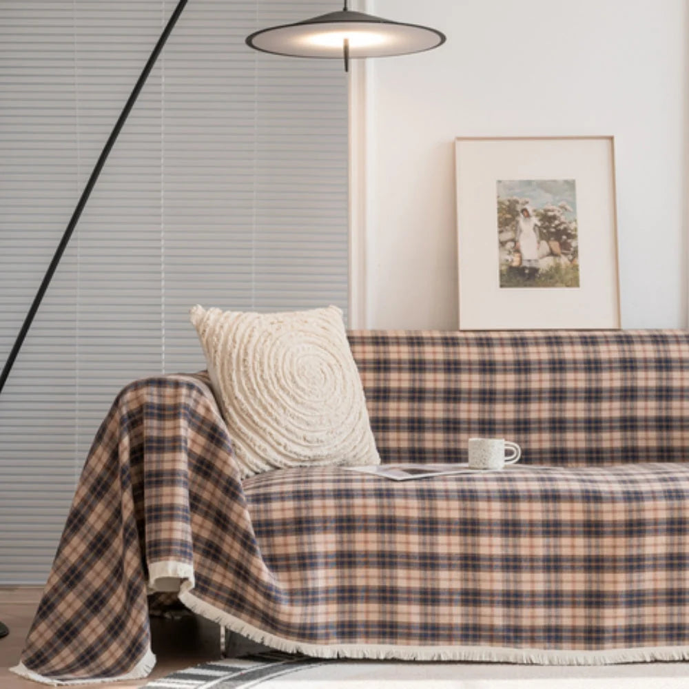 Sofa Cover Microfiber Plaid Machine Washable