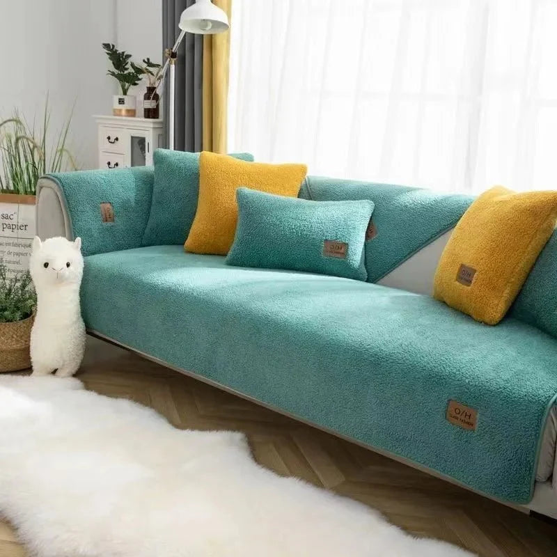 Sofa Cover Plush Padded Non-Slip Machine Washable