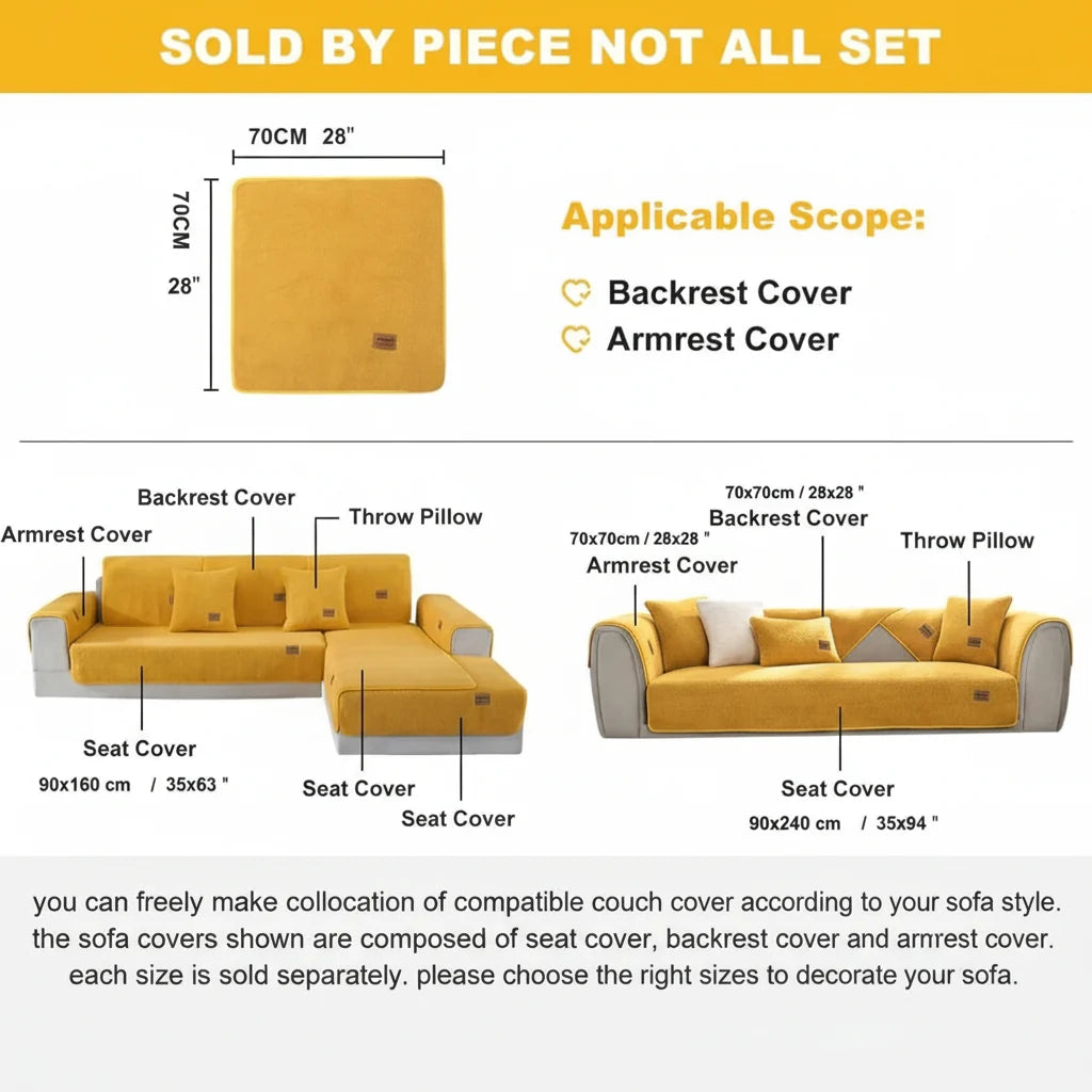 Sofa Cover Plush Padded Non-Slip Machine Washable