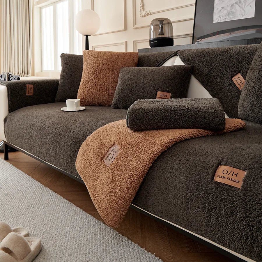 Sofa Cover Plush Padded Non-Slip Machine Washable