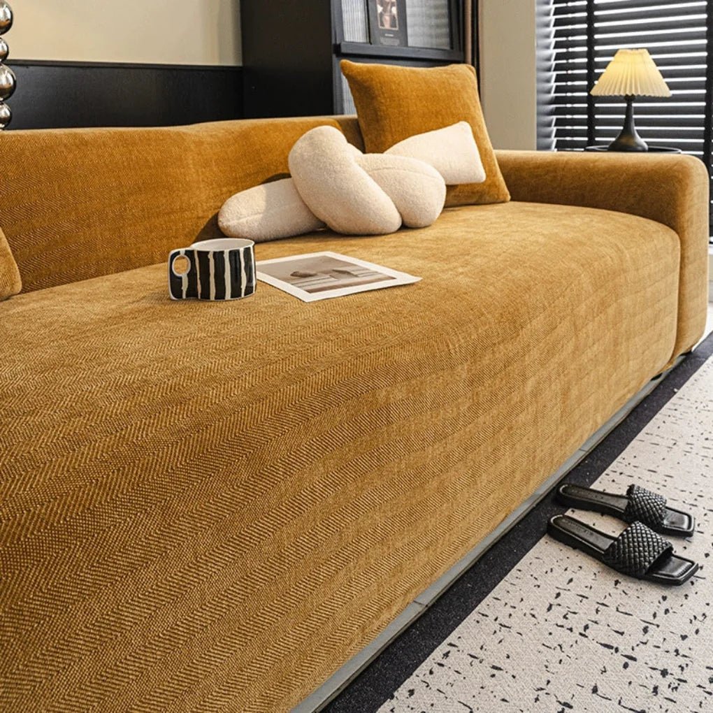 Sofa Slipcover Full-Coverage Stretch-Fit Herringbone