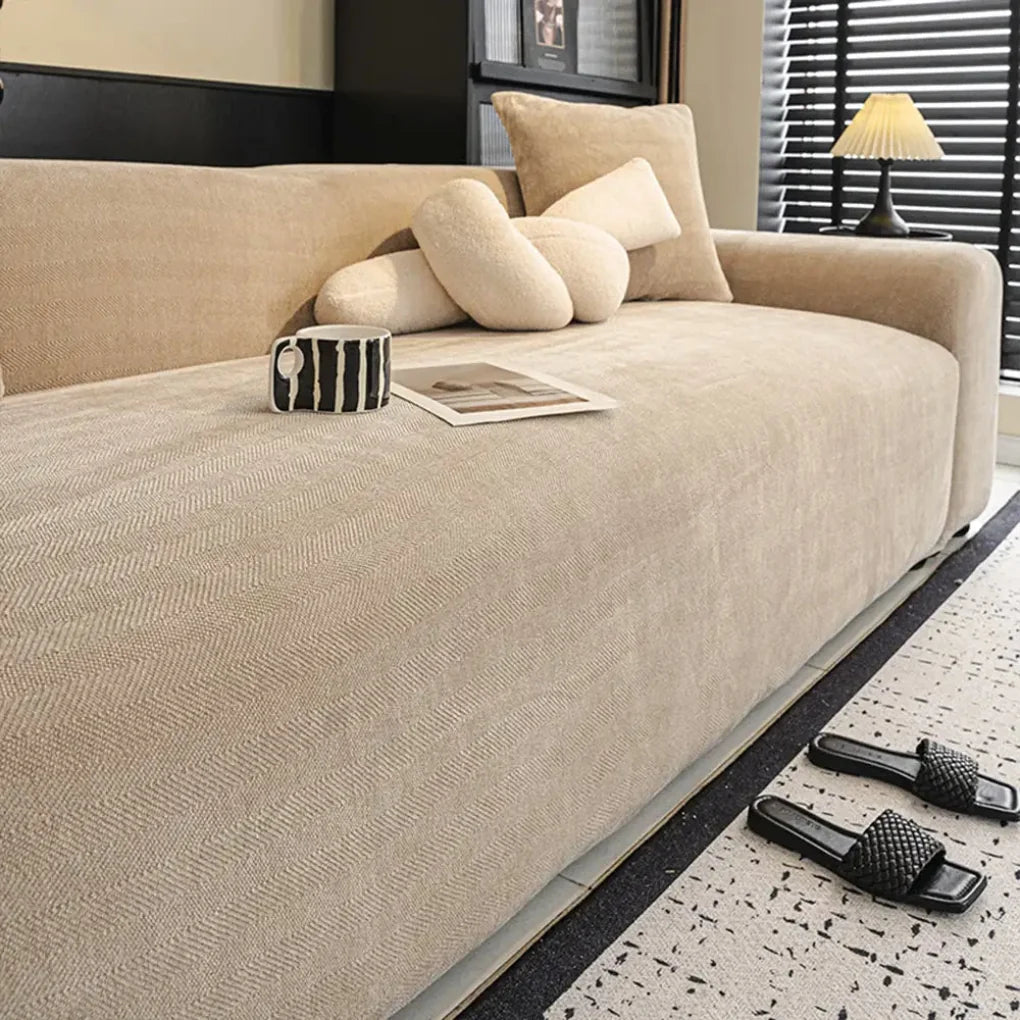 Sofa Slipcover Full-Coverage Stretch-Fit Herringbone