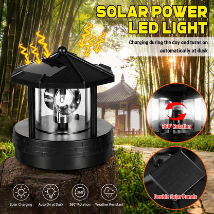 Solar Garden Light Rotating Lighthouse Design Automatic Dusk Lighting
