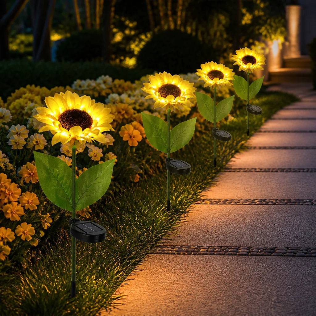 Solar Garden Light Sunflower Design Dusk Sensor