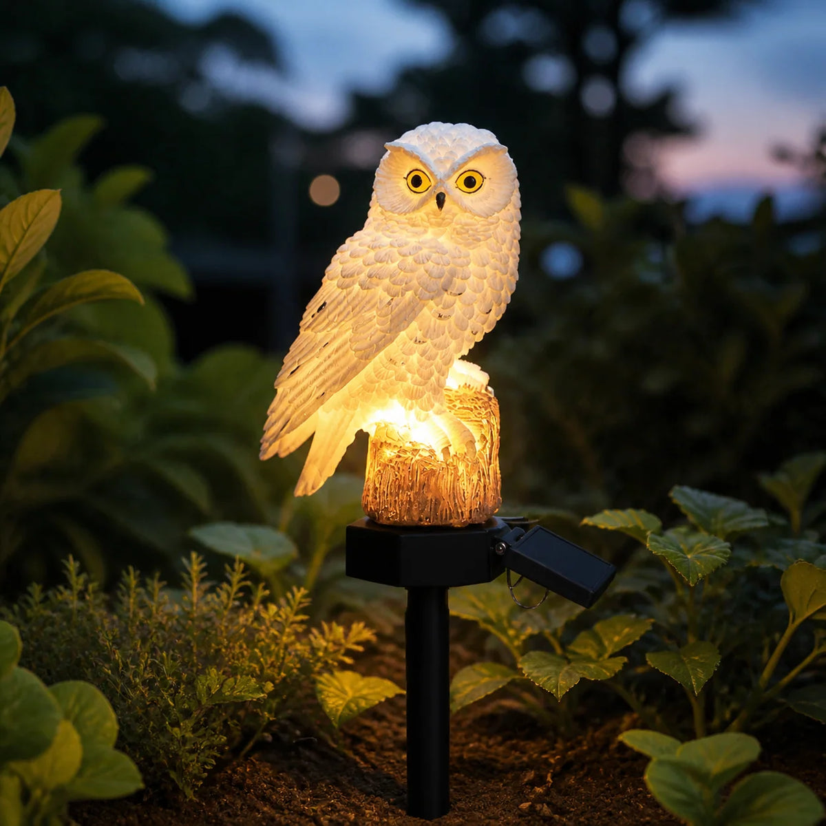 Solar Garden Owl Light Dusk-To-Dawn Weather-Resistant