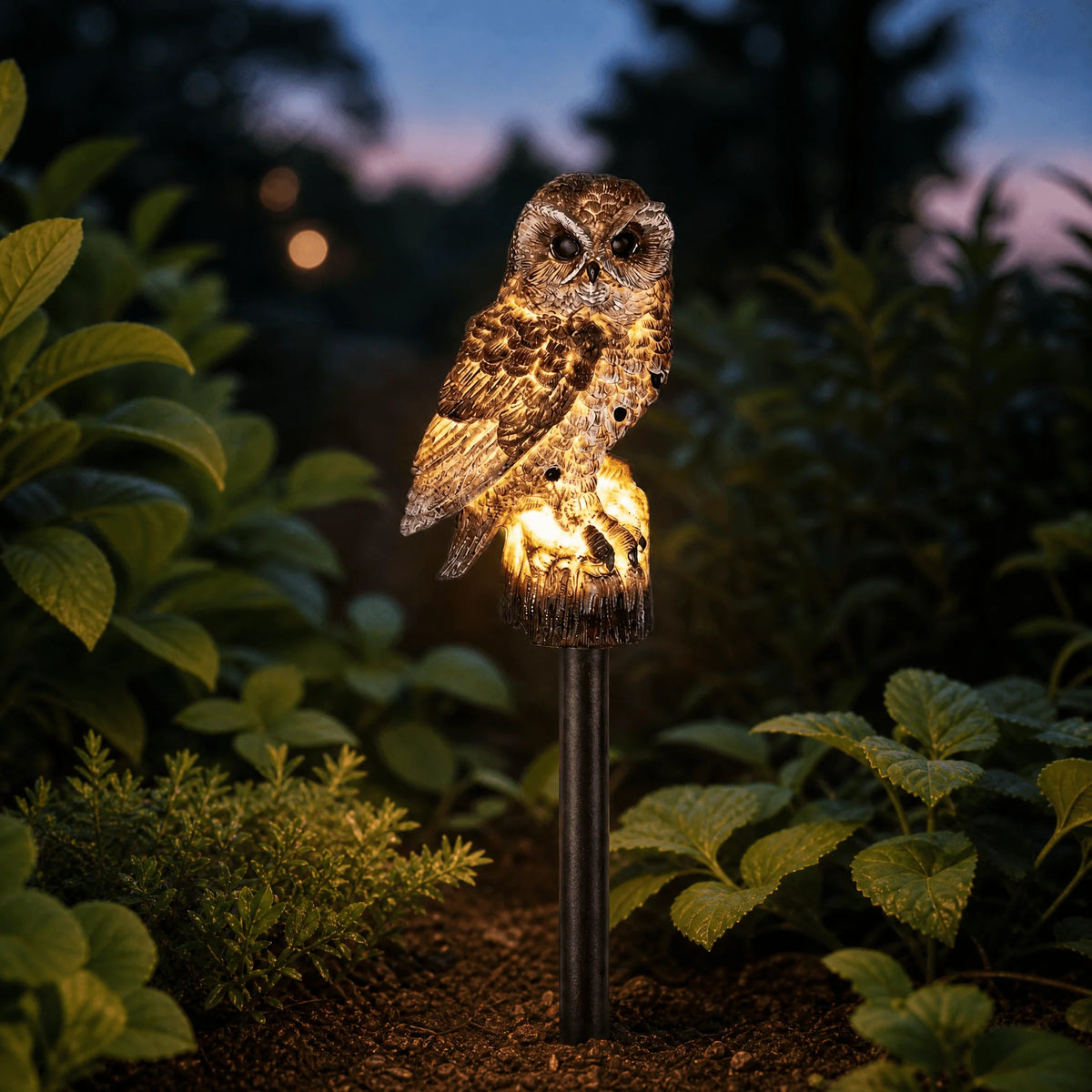 Solar Garden Owl Light Dusk-To-Dawn Weather-Resistant