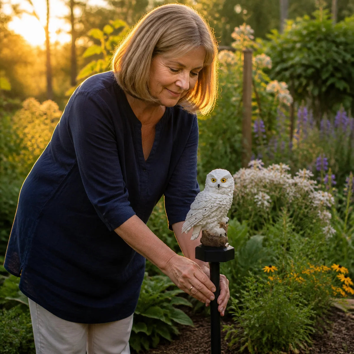 Solar Garden Owl Light Dusk-To-Dawn Weather-Resistant