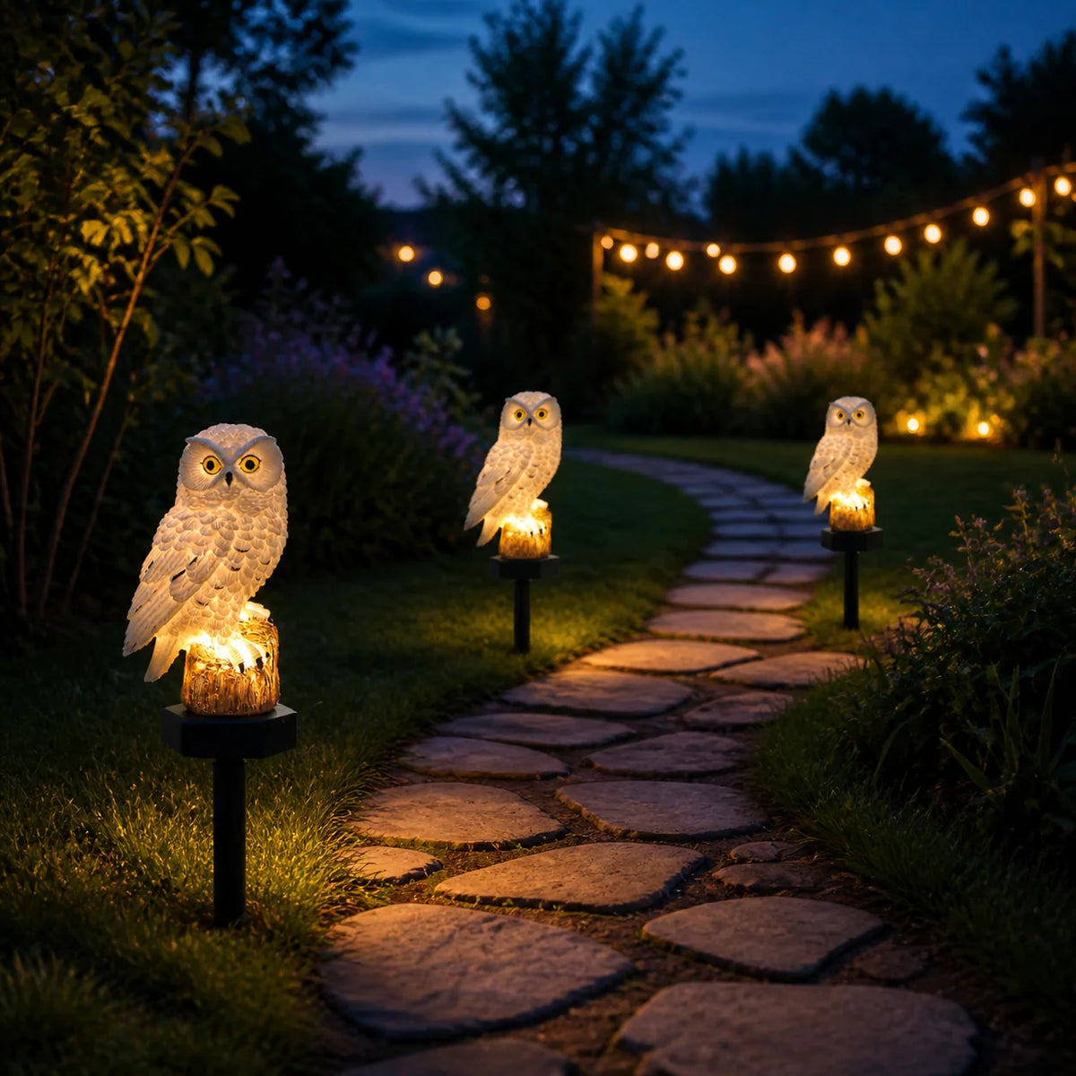 Solar Garden Owl Light Dusk-To-Dawn Weather-Resistant