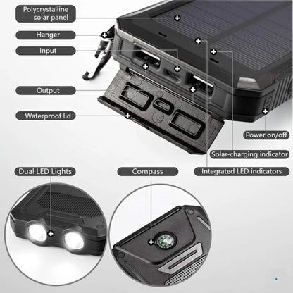 Solar Power Bank 500000mAh Dual USB Waterproof & Shockproof