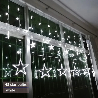 Star Curtain String Lights Warm White LED Connectable