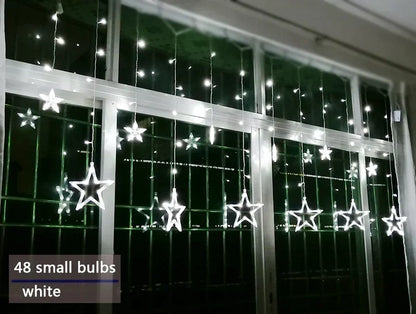 Star Curtain String Lights Warm White LED Connectable
