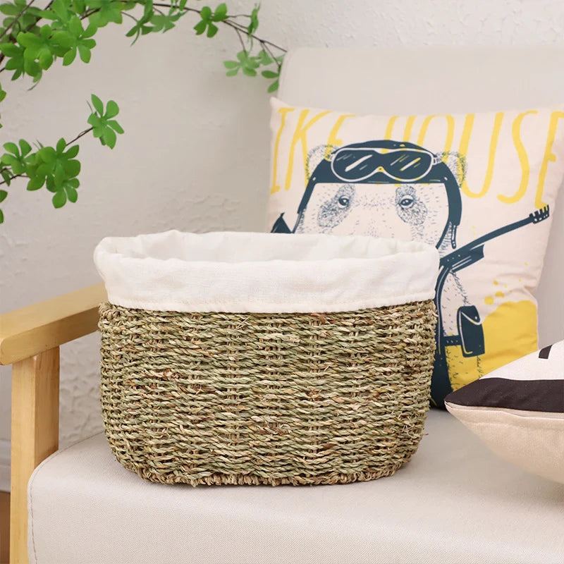 Storage Basket Handwoven Seagrass Sturdy Handles
