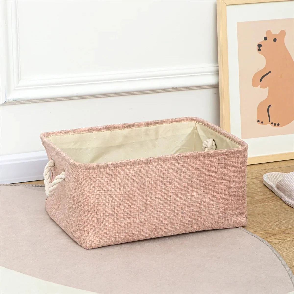 Storage Basket Linen Fabric Lightweight Shape-Retaining Design
