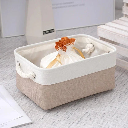 Storage Basket Linen Fabric Lightweight Shape-Retaining Design