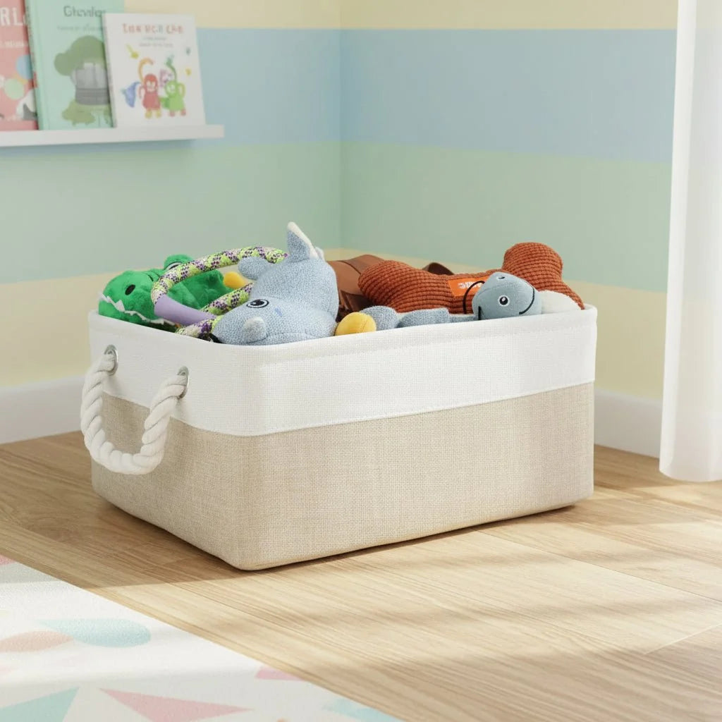 Storage Basket Linen Fabric Lightweight Shape-Retaining Design