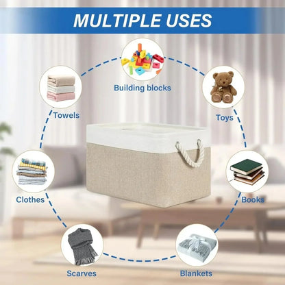 Storage Basket Linen Fabric Lightweight Shape-Retaining Design