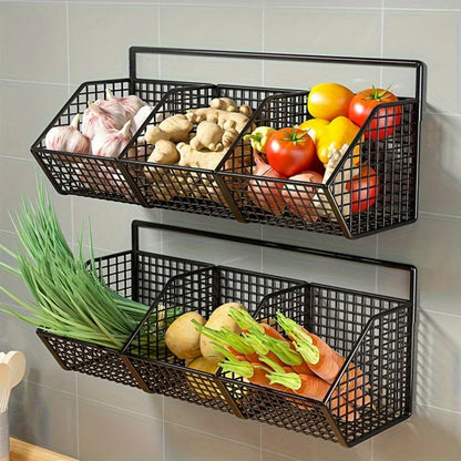 Storage Basket Wall-Mounted Rust-Resistant Open-Grid Metal