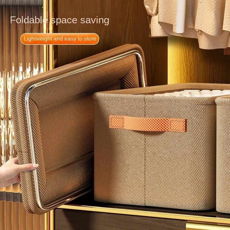 Storage Bin Foldable Stackable Reinforced Fabric Construction