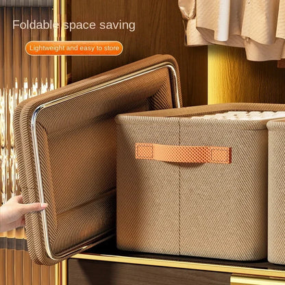 Storage Bin Foldable Stackable Reinforced Fabric Construction