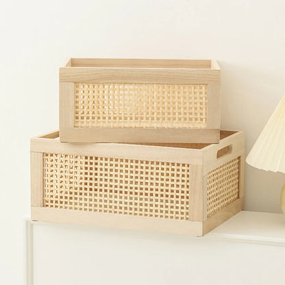 Storage Crate Handwoven Natural Wood Ventilated