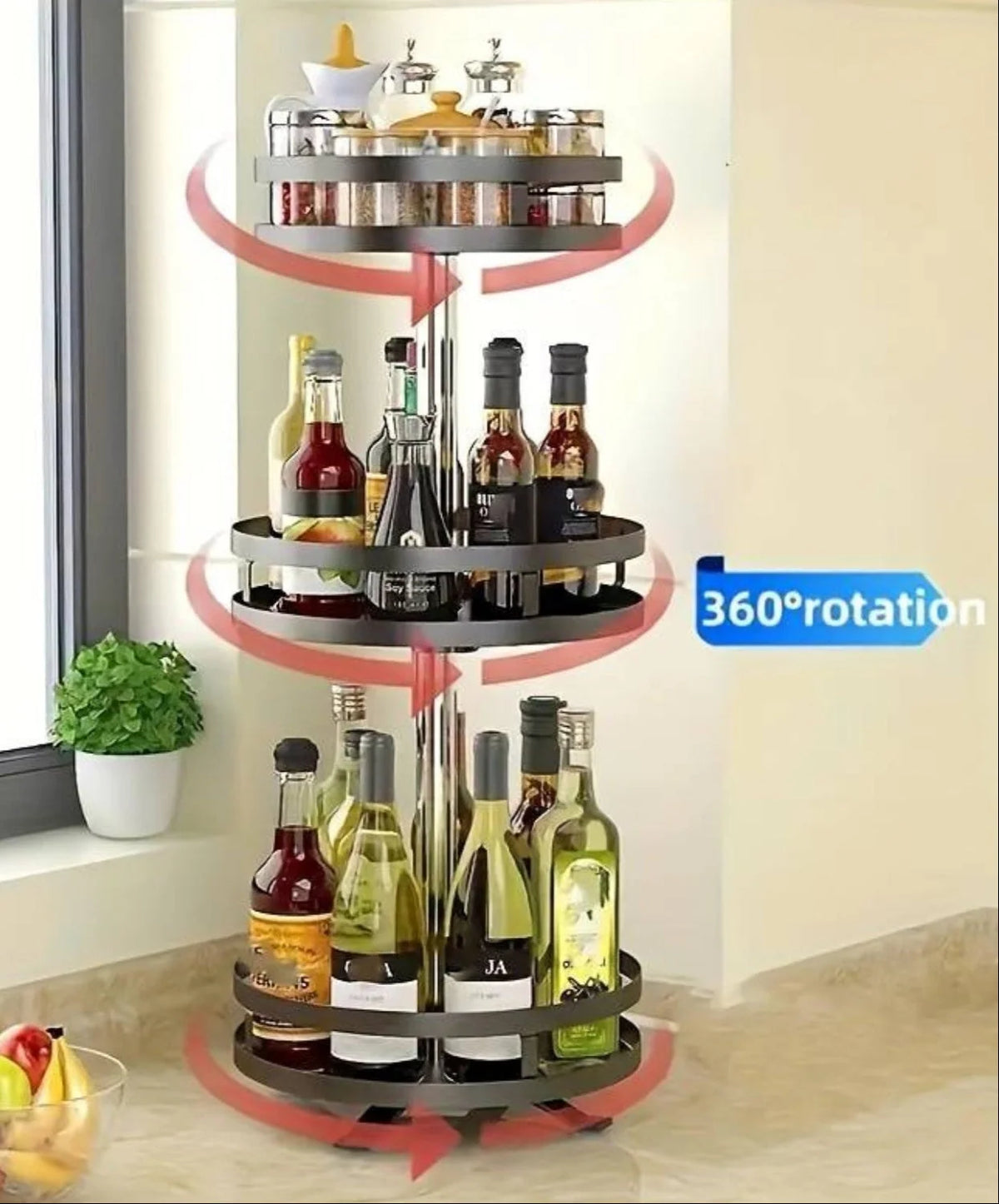 Storage Shelf Stainless Steel 360° Swivel Adjustable Height