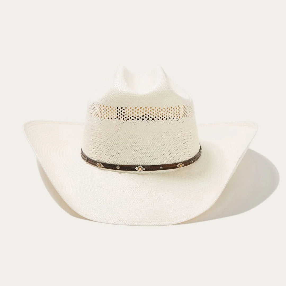 Straw Hat Ventilated Cattleman Crown Adjustable Fit