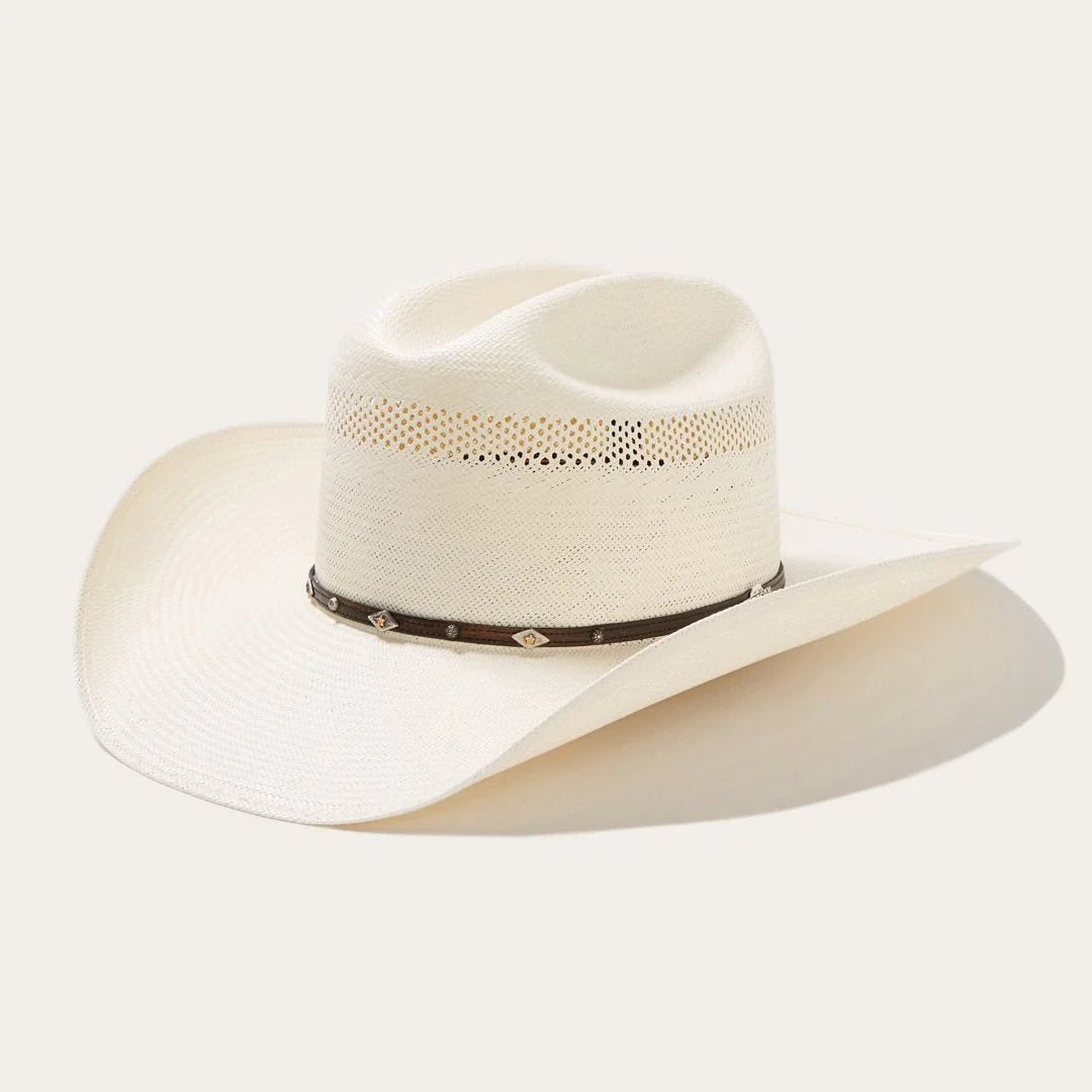 Straw Hat Ventilated Cattleman Crown Adjustable Fit