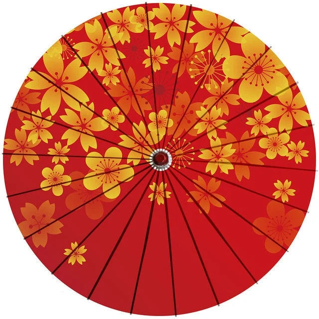 Sun Parasol Cotton Paper & Bamboo 33.1-Inch Canopy