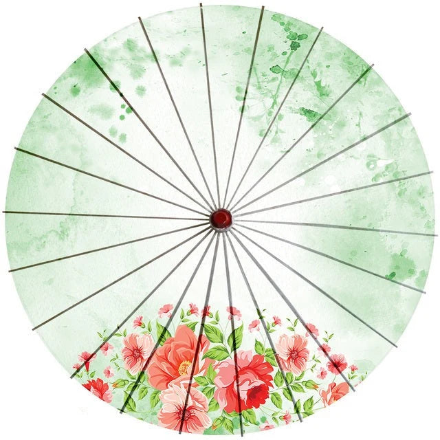 Sun Parasol Cotton Paper & Bamboo 33.1-Inch Canopy